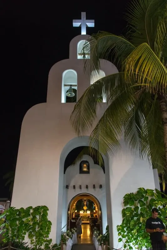 Chapel of Our Lady of Carmen (Capilla de la Quinta) on 5th Avenue Playa del Carmen — the patron saint of fishermen, built 1960