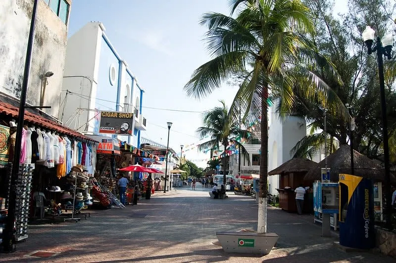 Paseo del Carmen open-air shopping center one block from 5th Avenue Playa del Carmen near the Cozumel ferry pier