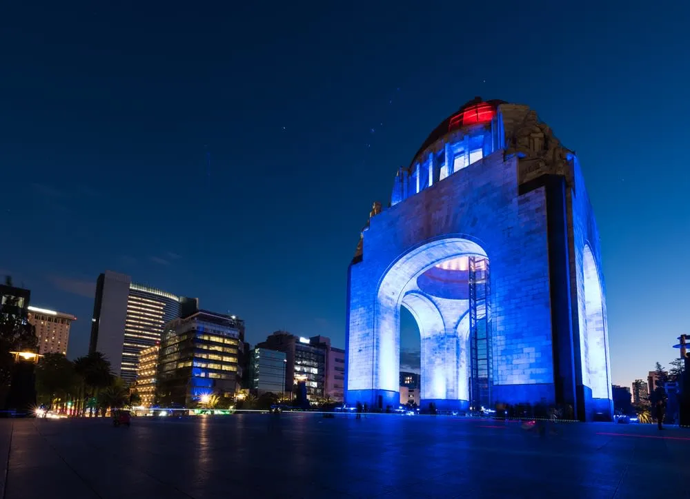 Revolution Monument rising above Plaza de la Republica in Mexico City