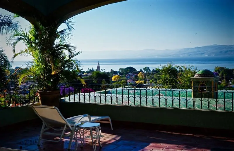 Green rainy-season hills above Ajijic and Lake Chapala in September