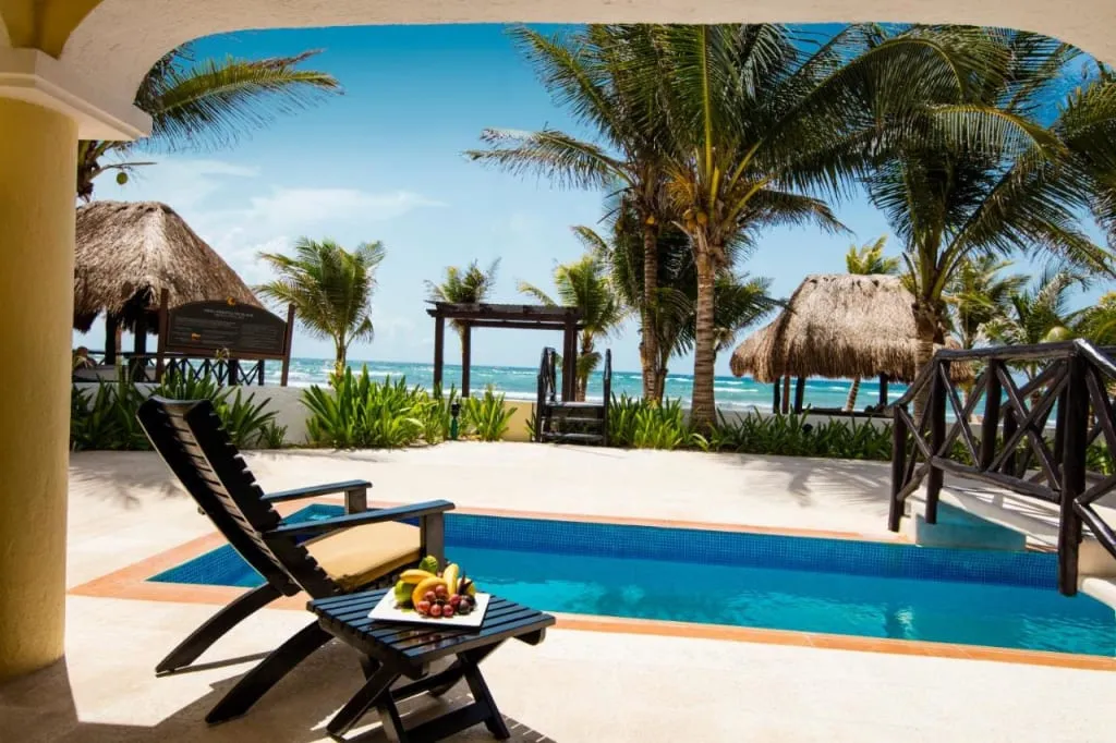Hidden Beach Resort private beachfront and tropical gardens in Kantenah Bay