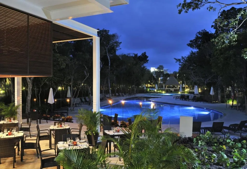 Sian Kaan adults-only resort terrace surrounded by Riviera Maya greenery