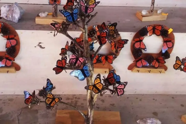Monarch butterfly crafts and souvenirs sold in Angangueo