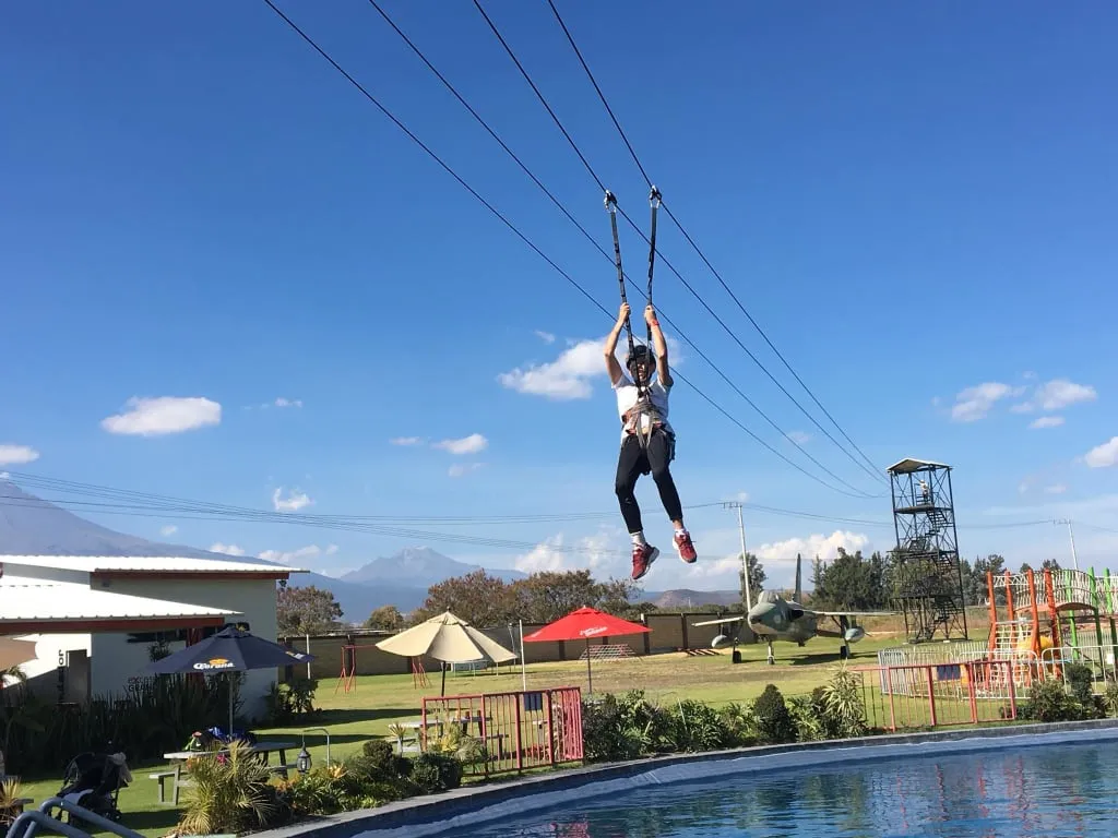 Zip lines and adventure rides at Xtremo Park near Atlixco