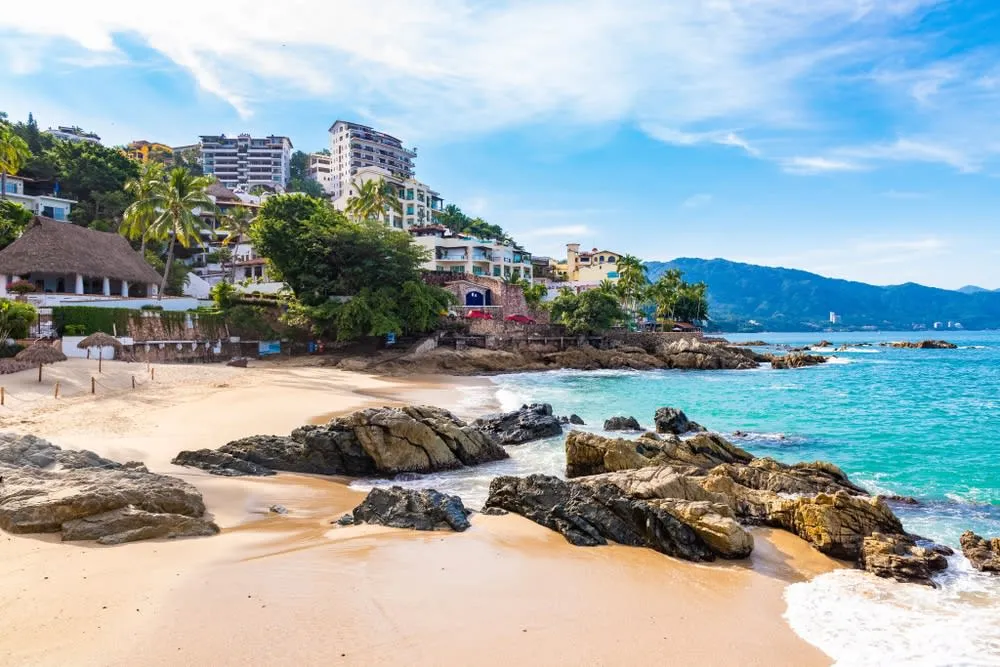 Conchas Chinas coves with clear pools and rocks near Old Vallarta