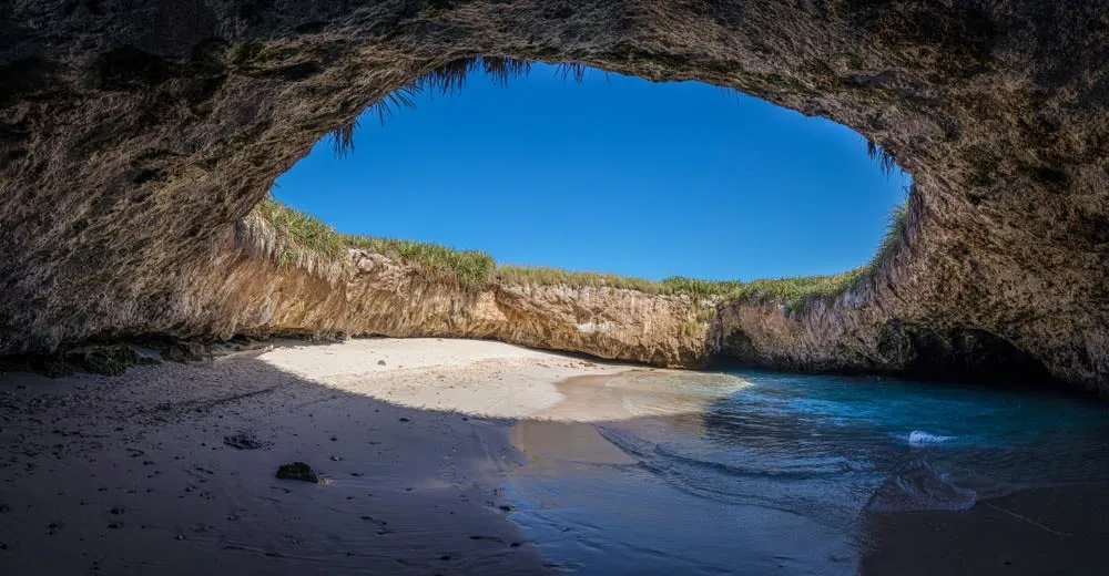 Marietas Islands cliffs and blue water in Banderas Bay.