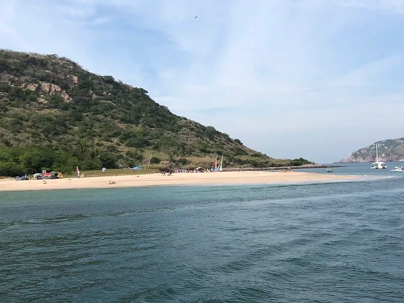 Isla de Venados off Mazatlan with clear blue water and pale sand