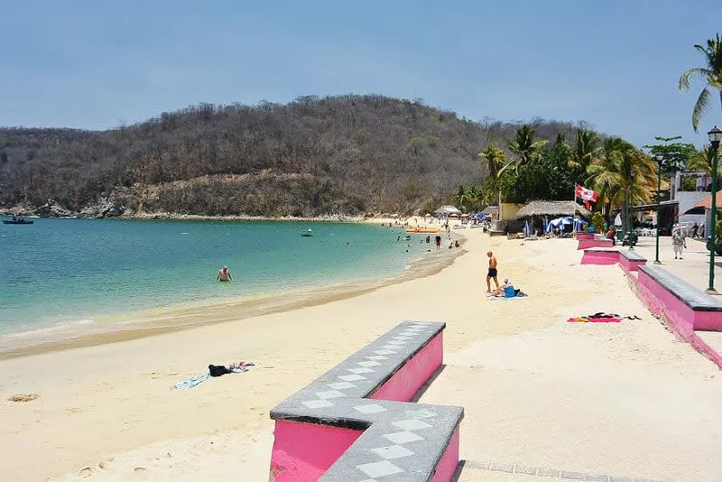 Playa Santa Cruz in Huatulco's 9-bay system, Oaxaca coast, calm turquoise water