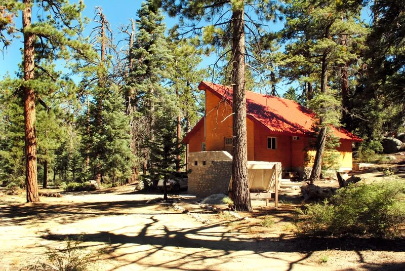 Cabin among conifer trees in San Pedro Mártir National Park, Baja California