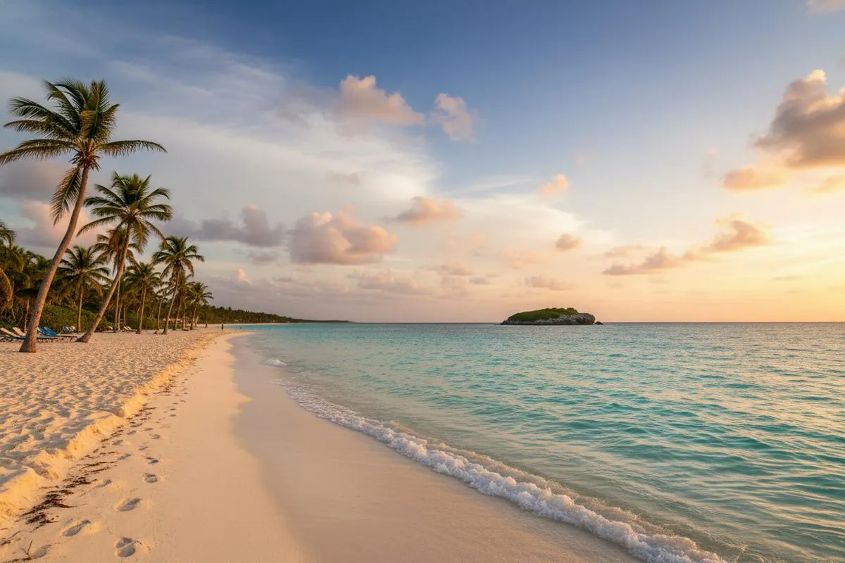 All-inclusive resort pool overlooking the Cancun Hotel Zone Caribbean beach