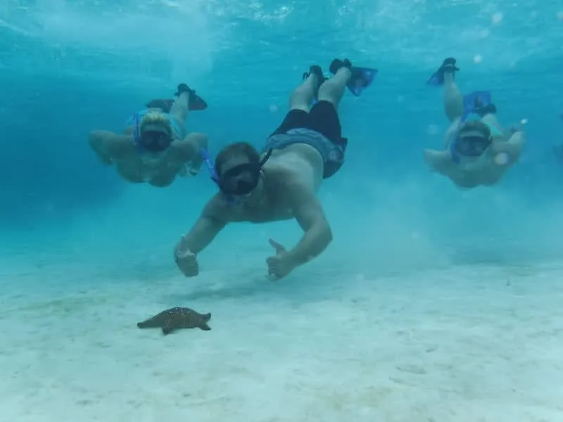 El Cielo sandbar off Cozumel with clear shallow water for snorkeling