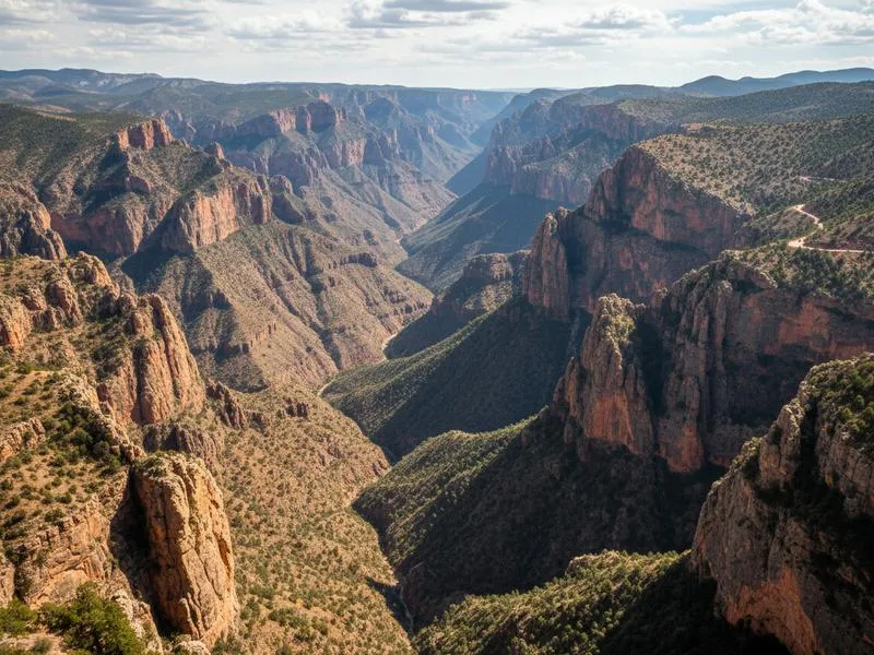 Cascada Cusarare waterfall near Creel in winter with ice formations on the rocks