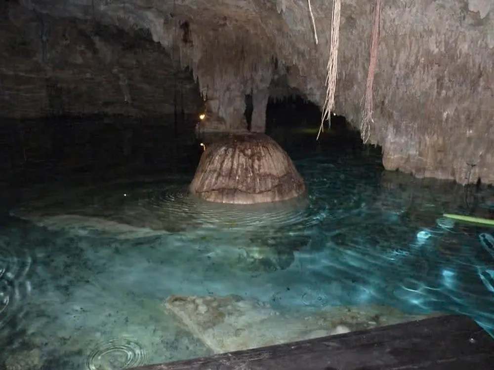 Underground cenote Chaak Tun near Playa del Carmen with crystal clear turquoise water