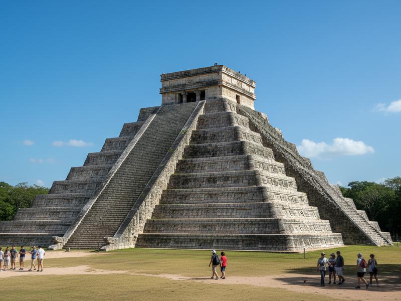 Open-air cenote in the Chichen Itza region Yucatan Mexico with crystal clear water and limestone walls