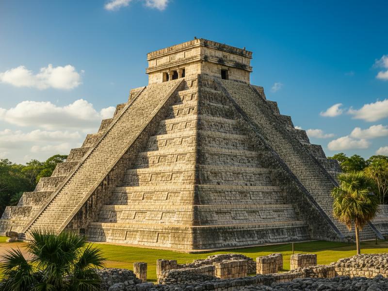 Interior of Cenote Ik Kil showing circular limestone walls with long hanging vines and turquoise water 26 meters below the jungle floor