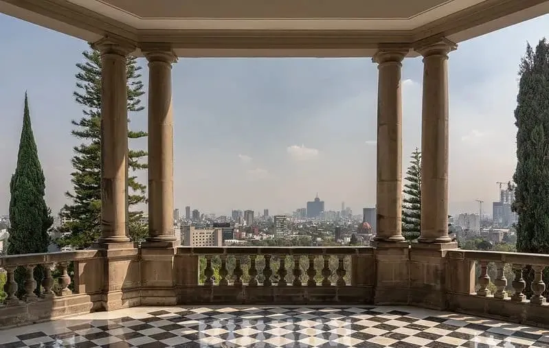 Terrace view from Chapultepec Castle over Mexico City