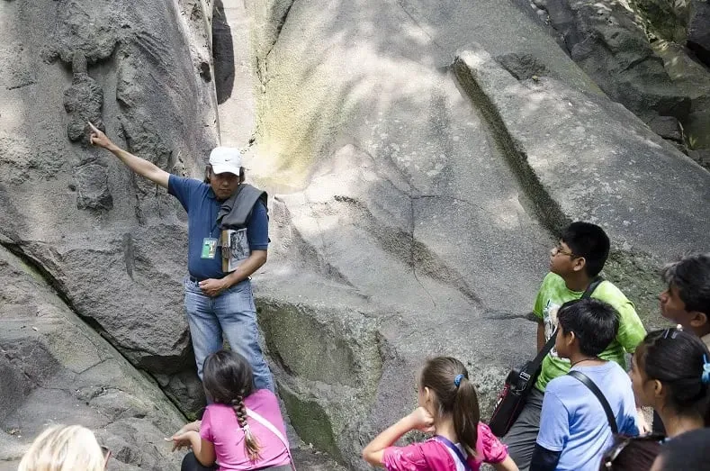 Wooded trail near Moctezuma petroglyphs in Chapultepec Forest