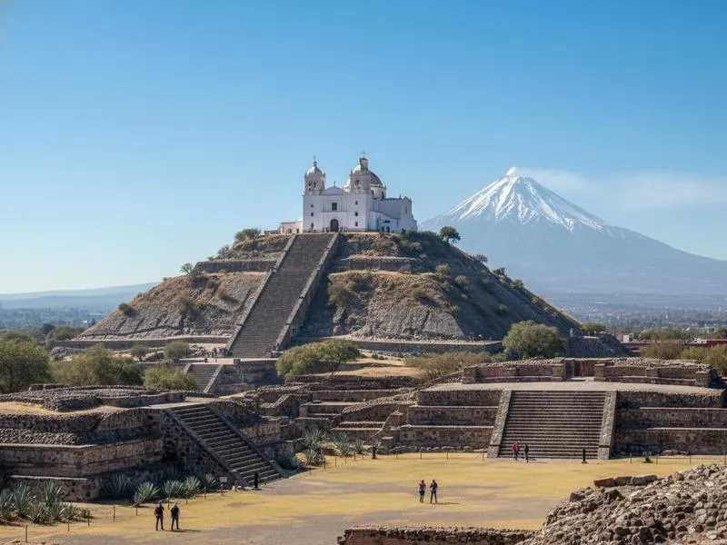 Cholula pyramid with church on top — 15 minutes from Puebla city center, the world's largest pyramid by volume