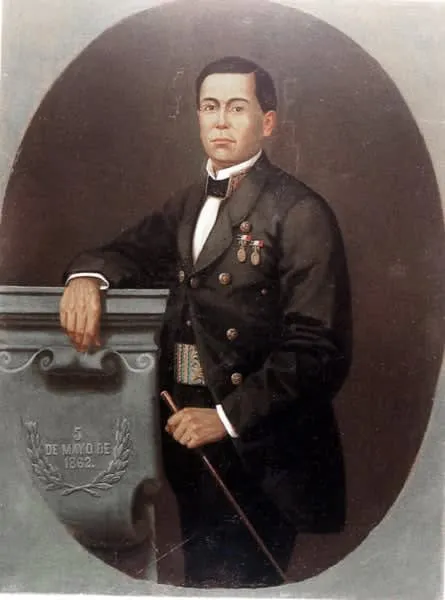 Oval portrait of a man in a black suit beside a pedestal.