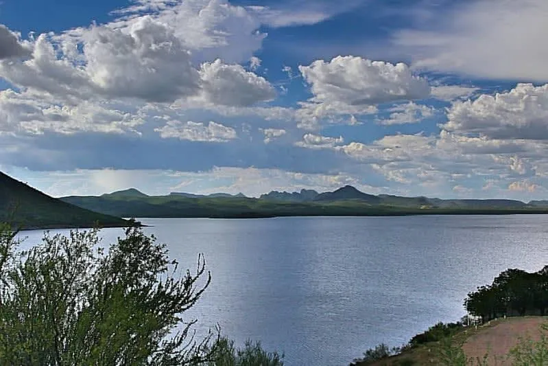 Oviachic Dam surrounded by Sonoran desert landscape — internationally famous for largemouth bass fishing