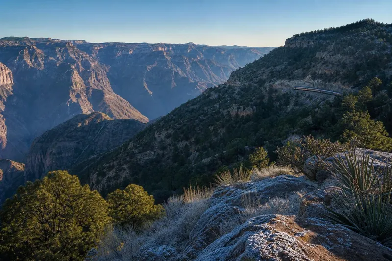 Copper Canyon winter view from Chihuahua with cold December mountain weather
