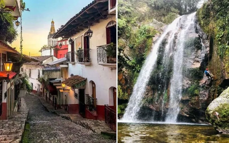 Waterfalls and green Sierra Norte landscapes near Cuetzalan in November
