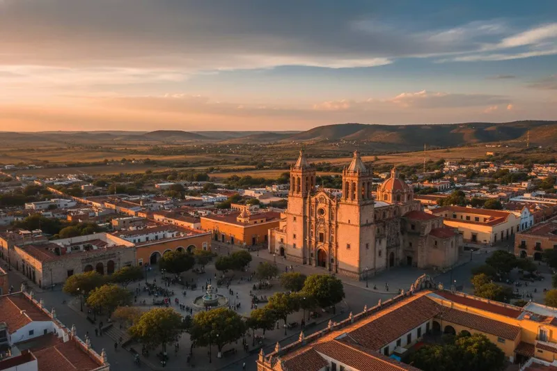Dolores Hidalgo parish plaza after July rain in Guanajuato
