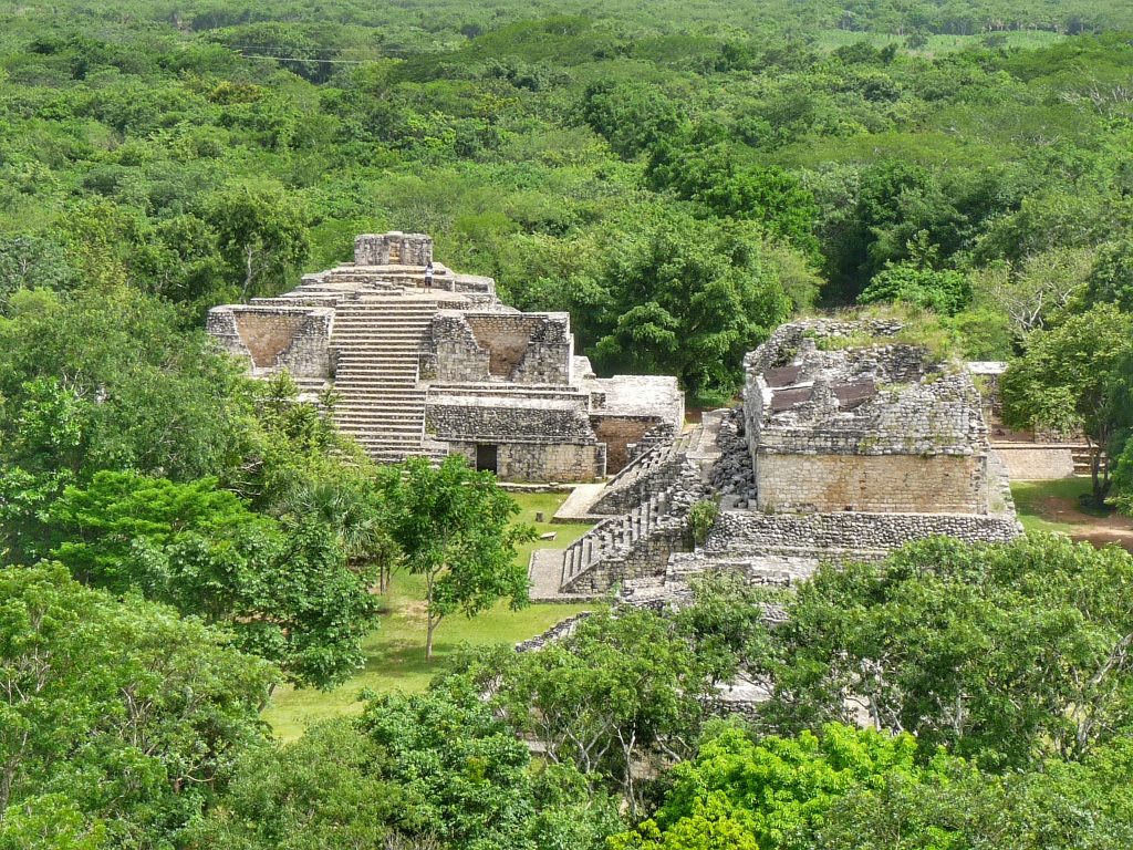 Ek Balam archaeological site in Yucatan — lesser-known but still climbable, with intact Mayan stucco carvings at the summit of the Acropolis