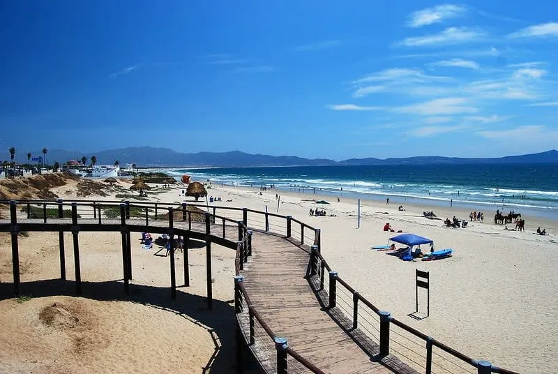 Pacific beach near Ensenada with surf and open sand on the Baja California coast