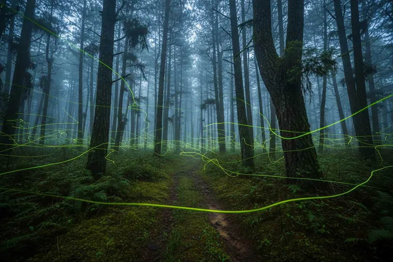 Forest near the Tlaxcala firefly sanctuary during July firefly season