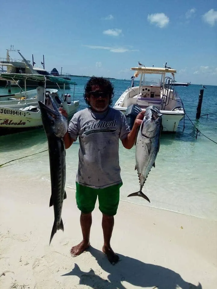 Fishing boat and tackle ready for an Isla Mujeres offshore trip