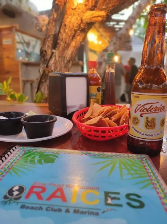 Seafood breakfast table at Raices restaurant on Holbox Island