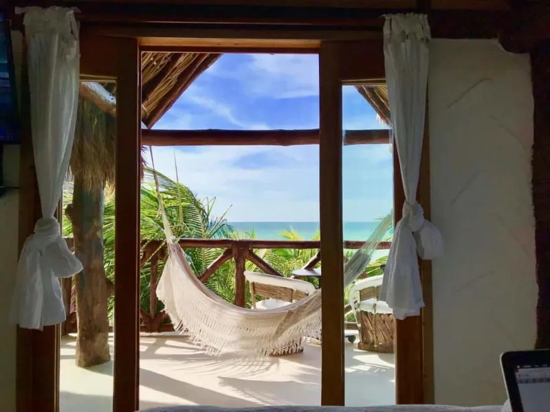 Holbox beach hotel setup for a February dry-season stay