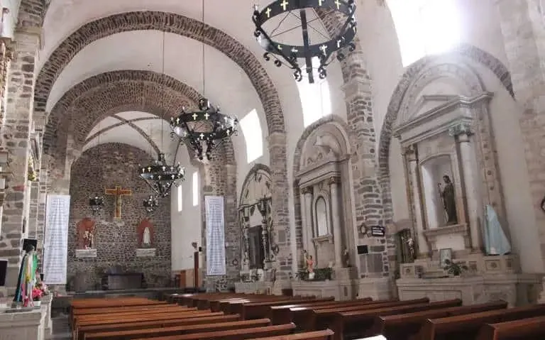 San Juan Bautista church facade in Huasca