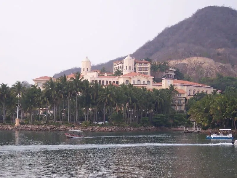Isla Navidad across the lagoon from Barra de Navidad — the Grand Bay Hotel and golf course accessible by water taxi