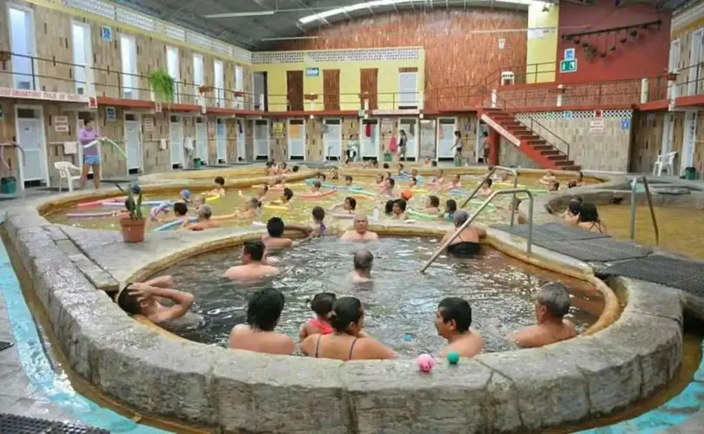 Thermal spa pool and massage area at the municipal balneario in Ixtapan de la Sal