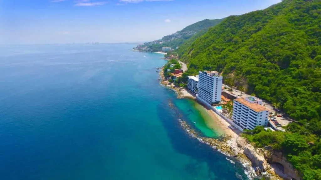 Costa Sur Puerto Vallarta saltwater lagoon with breakwater rocks
