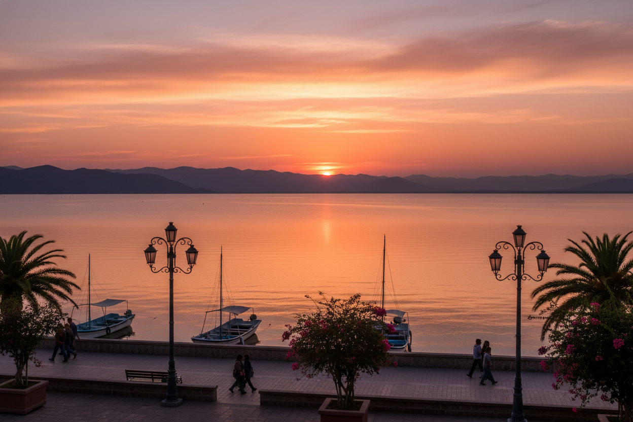 Lake Chapala near Ajijic, Jalisco — 45 km south of Guadalajara, accessible when driving via Morelia on the MEX-15D