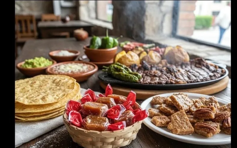 Regional sweets and northern food served during a December stop in Linares Nuevo Leon