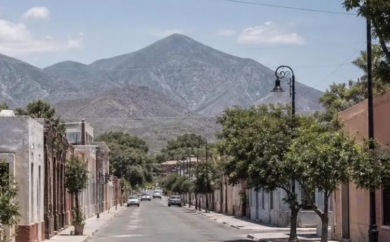 Sunny February street near Linares historic center with road-trip access south of Monterrey