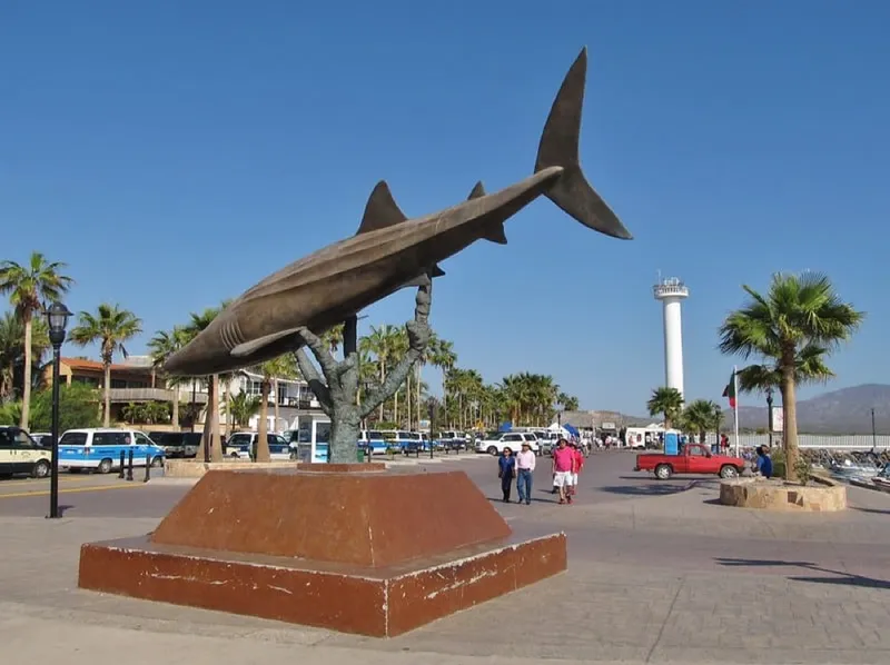 Quiet Loreto street and waterfront mood in clear January Baja light