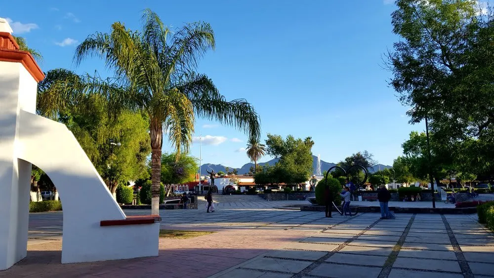 Plaza Monumental and mission buildings in Magdalena de Kino historic center