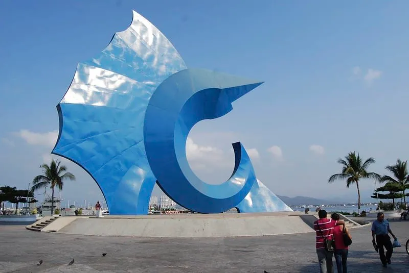Sailfish statue in Manzanillo honoring the Colima port city's sportfishing culture