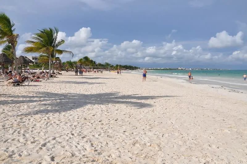 Punta Maroma beach with calm blue water between Cancun and Playa del Carmen