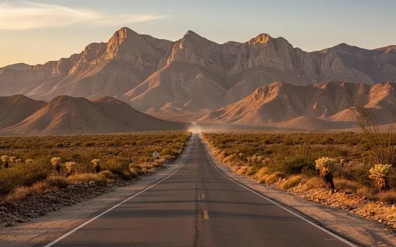 March desert route from Matehuala toward Real de Catorce in San Luis Potosi