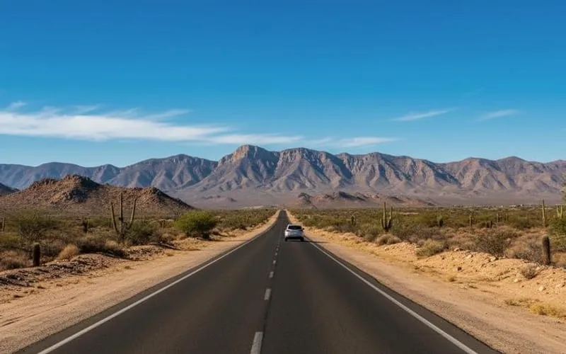 Highway outside Matehuala used for March routes toward San Luis Potosi, Saltillo, and Real de Catorce