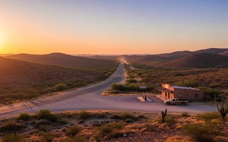 Evening light over Matehuala after a hot September travel day