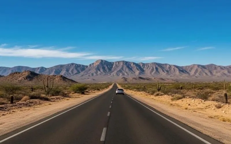 Highway outside Matehuala used for September routes toward San Luis Potosi, Saltillo, and Real de Catorce