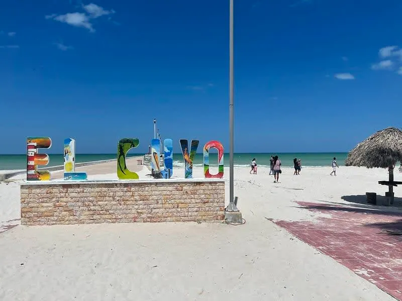 El Cuyo beach and lighthouse on the Yucatan coast