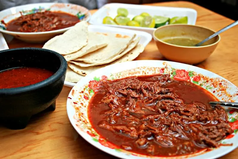 Regional Mazamitla meal served with sauces and fresh tortillas